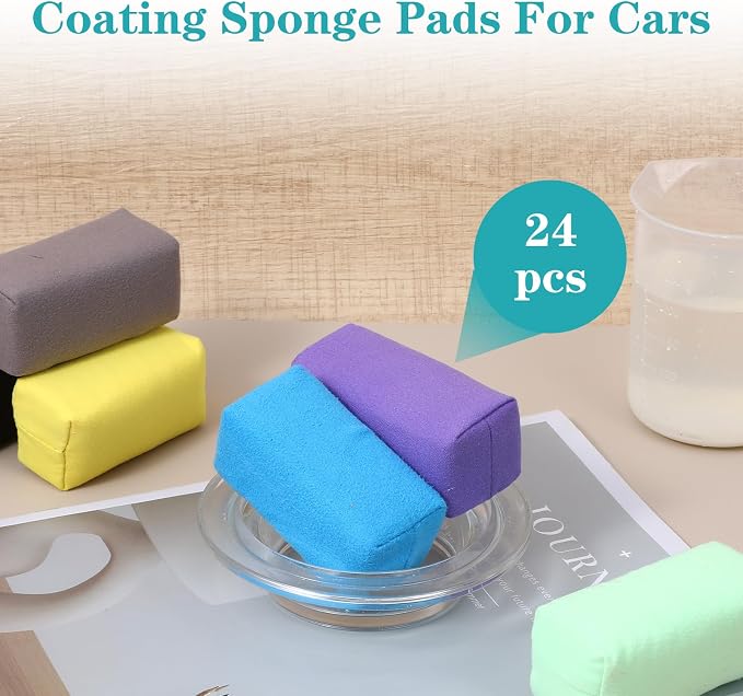 24 Pack Microfiber Applicator Pads Suede Car Detailing Sponge Ceramic Coating - Image 6