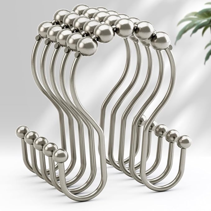 AmazerBath Shower Curtain Hooks, Shower Curtain Rings, Metal Nickel Shower by AmazerBath