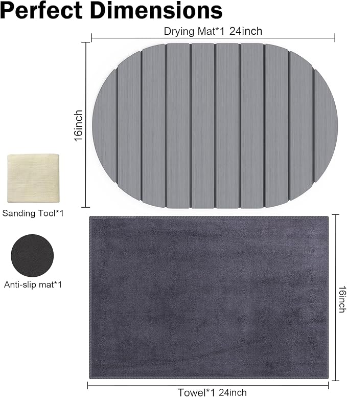 Stone Dish Drying Mat for Kitchen Counter, Versatile Stone Drying Mats for Cups - Image 4