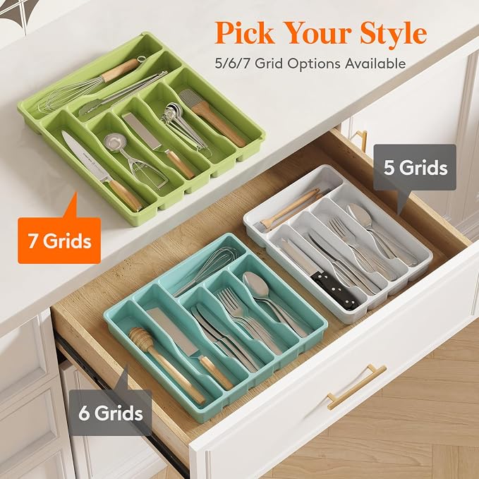 Lifewit Silverware Drawer Organizer Tray, Plastic Cutlery Storage - Image 9
