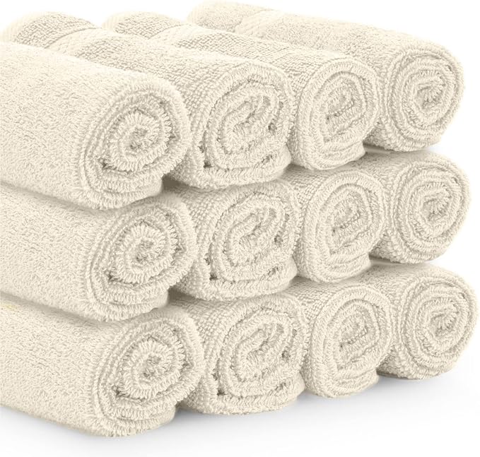 White Classic Luxury Cotton Washcloths 13x13 Inch - Image 3