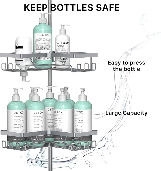 KEGII 4-Tier Corner Shower Caddy Tension Pole - Image 4