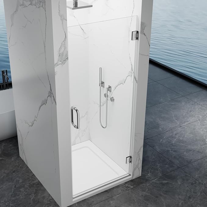 Framelss Hinged Shower Door, 3/8" Tempered Glass - Image 2