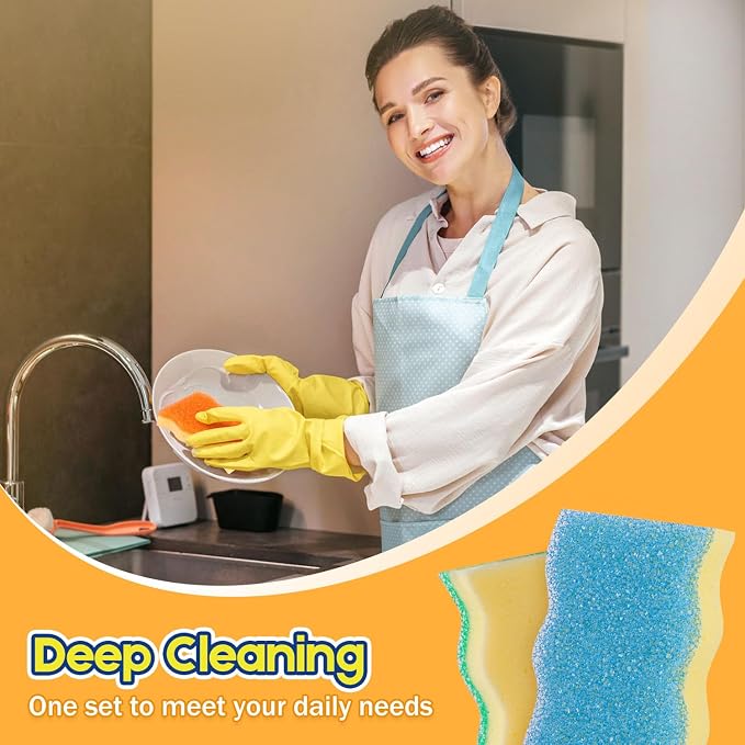 Scrub Sponge, 4 Pack Dual-Sided Temperature-Responsive Scrubber - Image 6