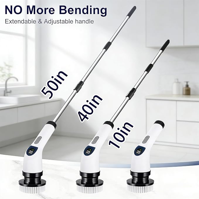 Electric Spin Scrubber for Cleaning, Adjustable Shower Brush - Image 3
