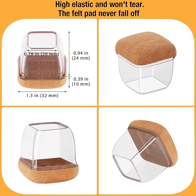 32 Pcs Chair Leg Floor Protectors Square, Silicone Chair Leg Protectors - Image 6