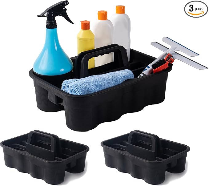 Matthew 3 Pack Large Plastic Tote Tool & Deluxe Supply Cleaning Caddy by MATTHEWCLEANINGPRODUCTS