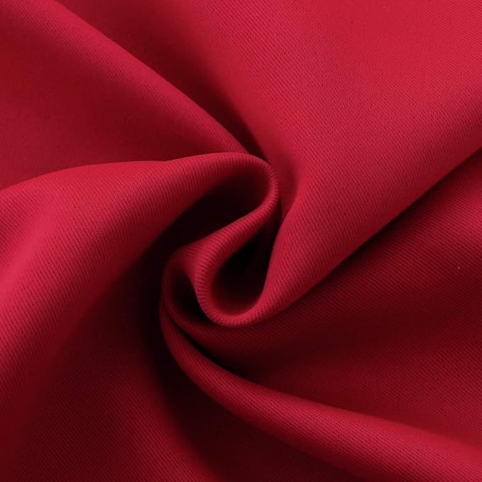 BGment Red Blackout Curtains 48 Inches Length for Bedroom - Short Thermal Insulated Drapes with Rod Pocket Room Darkening Christmas Decor for Kitchen Bathroom Window, 2 Panels, 42 x 48 Inch