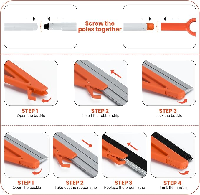 MAVRIZ Air Broom with Removable Rubber Strip and Broom Bristle, Squeegee Broom - Image 7