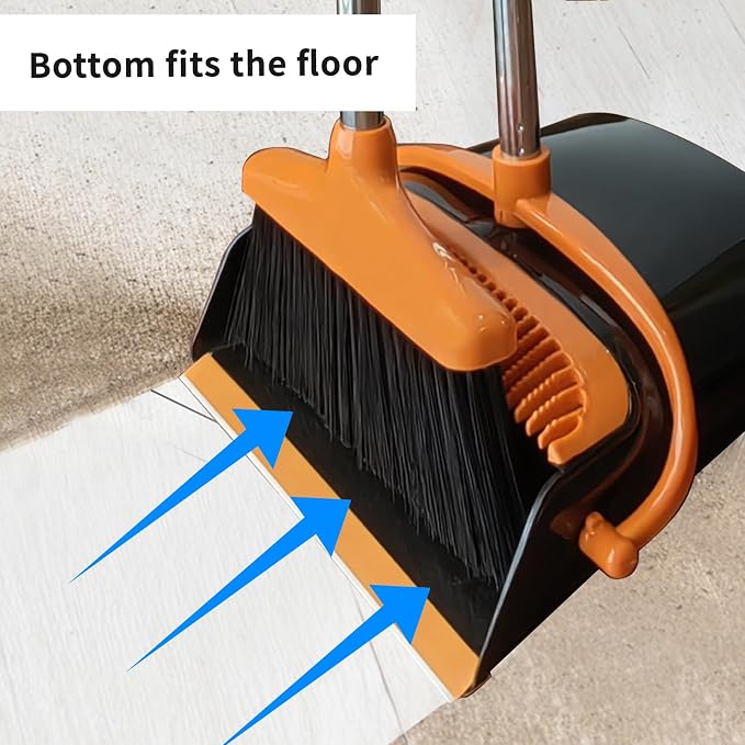 Broom and Dustpan Set for Home Long Handle Extendable Standing Dust Pan for - Image 3