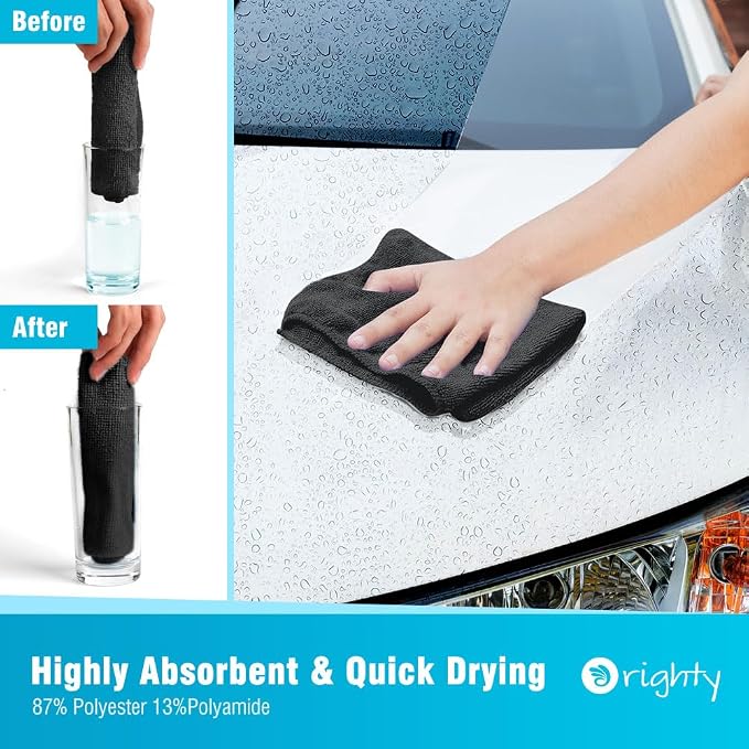 Orighty Black Microfiber Cleaning Cloth, Microfiber Towels - Image 3
