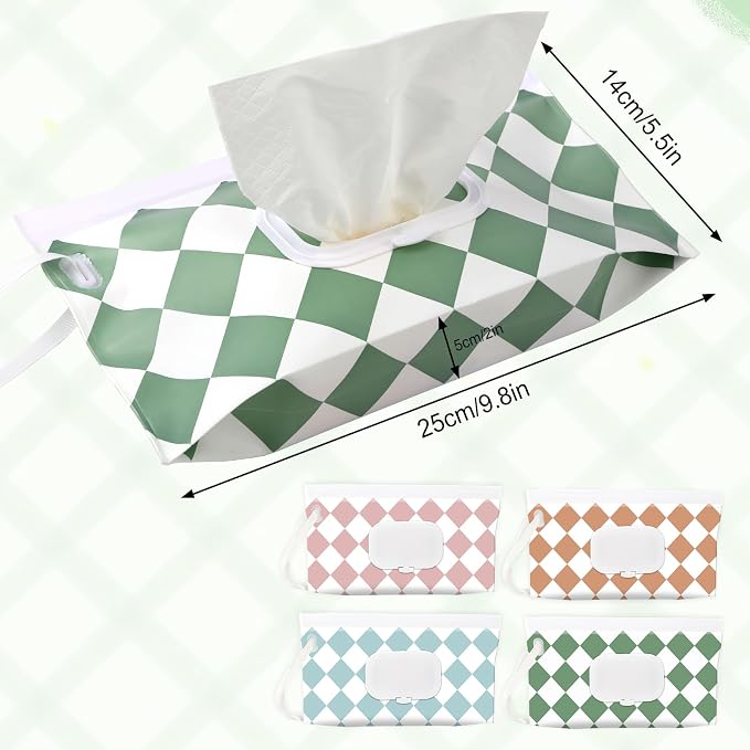 FEBSNOW 4 Pack Baby Wipes Dispenser Holder, Portable Refillable Baby Wet Wipes - Image 2