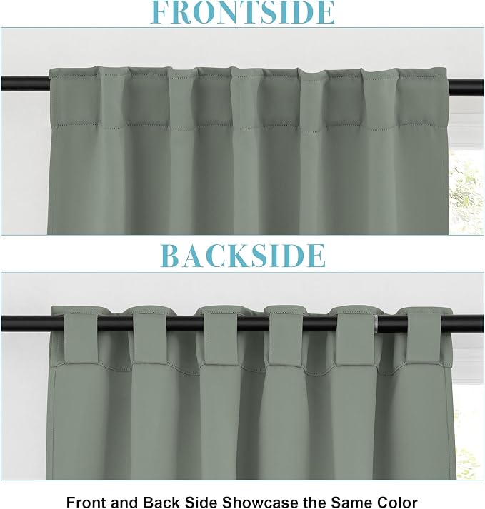 RYB HOME Sage Green Curtains, Small Window Curtains Tiers - Image 3
