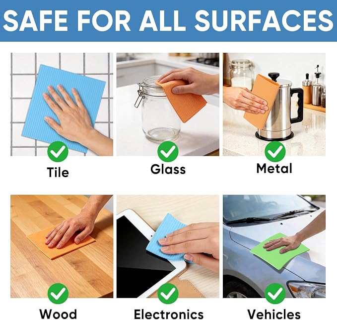 Swedish Dishcloths, 10 Pack, Ultra Absorbent Cellulose Kitchen Cloths, Reusable - Image 6
