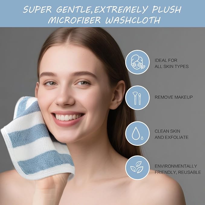 SINLAND Microfiber Facial Cloths Fast Drying Washcloth 8inch x 8inch Absorbent - Image 5