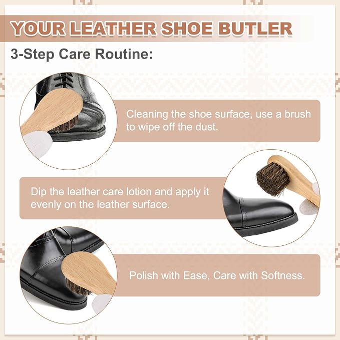 HARFINGTON Shoe Cleaning Brush 4"x1" Beech Wood Nylon Boot Polish Brushes - Image 5