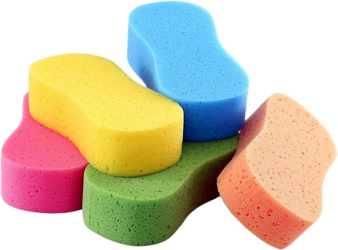 Car Wash Sponges, 5 Pack Extra Thick Large Colorful Cleaning Sponge by BAISENJIE