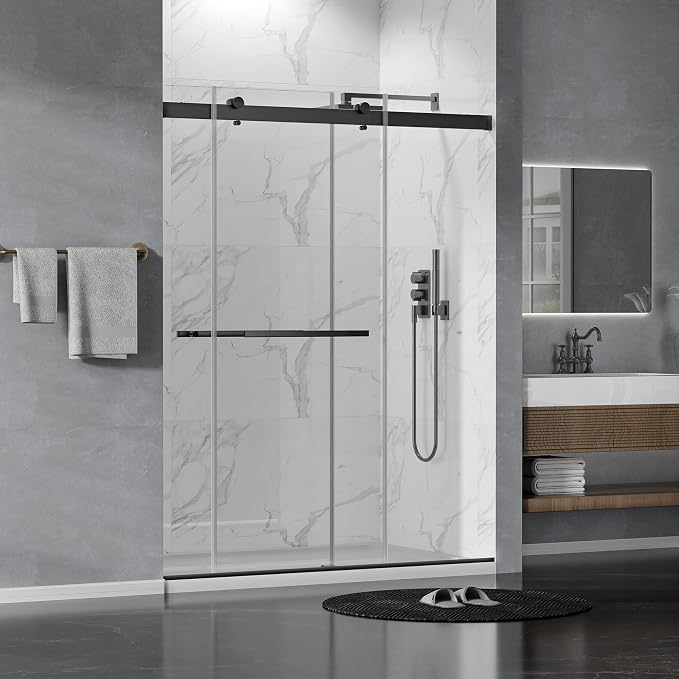 56"-60" W x 75" H Frameless Shower Door, Double Sliding Shower Door, 5/16" by FINDEPOT