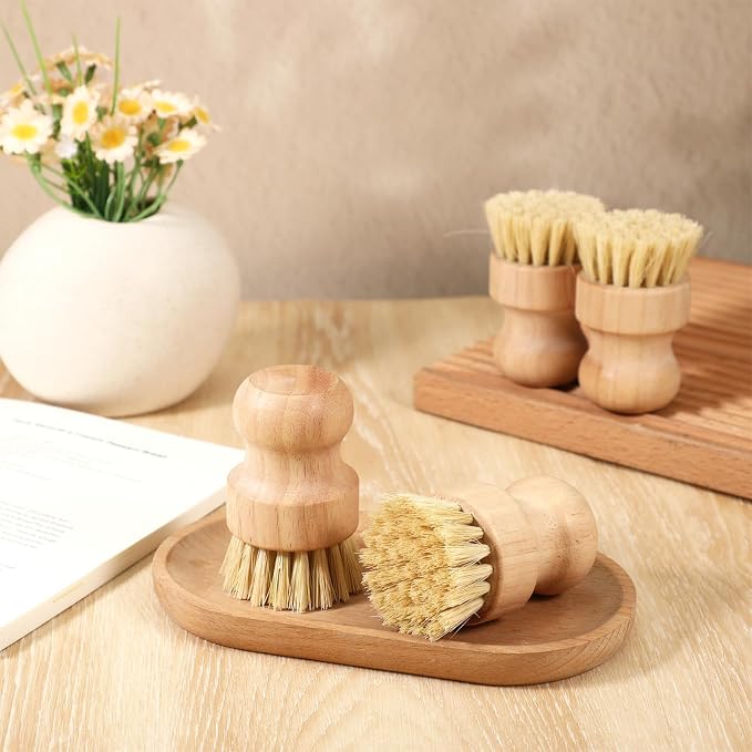 12 Packs Bamboo Dish Scrub Brushes, Wok Brush, Wooden Scrubbers Set Bamboo - Image 6
