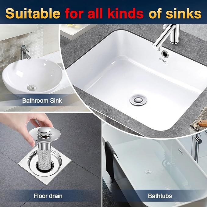 Bathroom Sink Drain Strainer, Pop Up Sink Drain Filter - Image 5