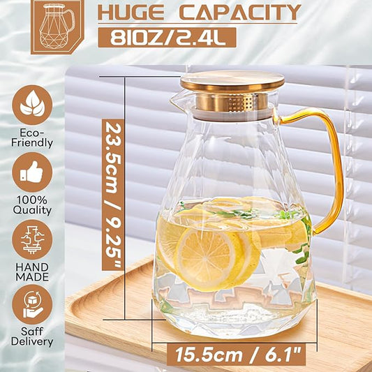 Yirilan Glass Pitcher, 2.4Liter Water Pitcher - Image 2