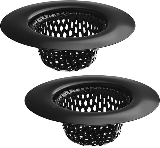 2 Pack - 2.25" Top / 1" Basket- Black Sink Strainer Bathroom, RV and Lavatory by HilltopProducts