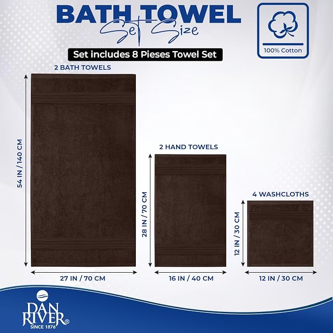 DAN RIVER 8 PC Luxury Bath Towels - Image 2