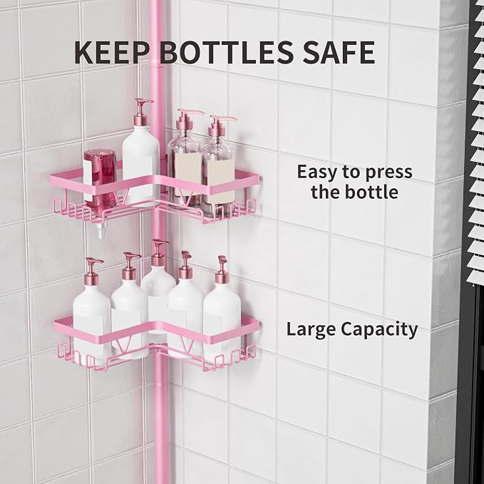 KEGII Shower Caddy Tension Pole, 4-Tier Rustproof Adjustable Corner Bathroom - Image 4