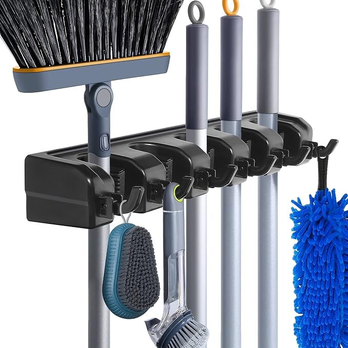 Wall Mount Broom Mop Holder Hanger Garden Tool Organizers Rack Garage Laundry by HYRIXDIRECT
