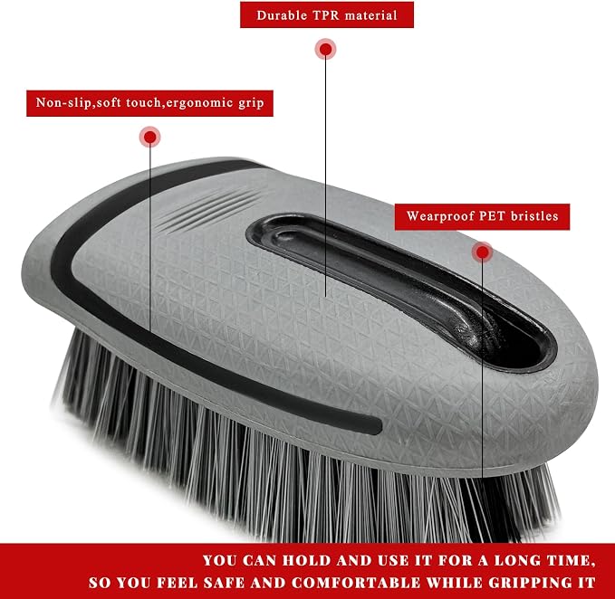 Carpet and Upholstery Cleaning Brush, Stiff Bristle Detailing Scrubber - Image 4