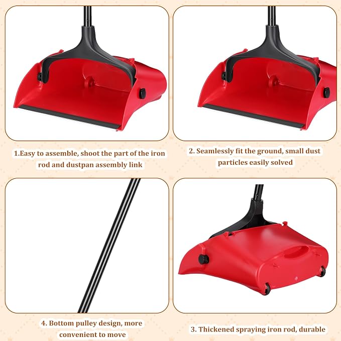 Weewooday 8 Pieces Commercial Lobby Dustpan Plastic Upright Dust Pan - Image 5