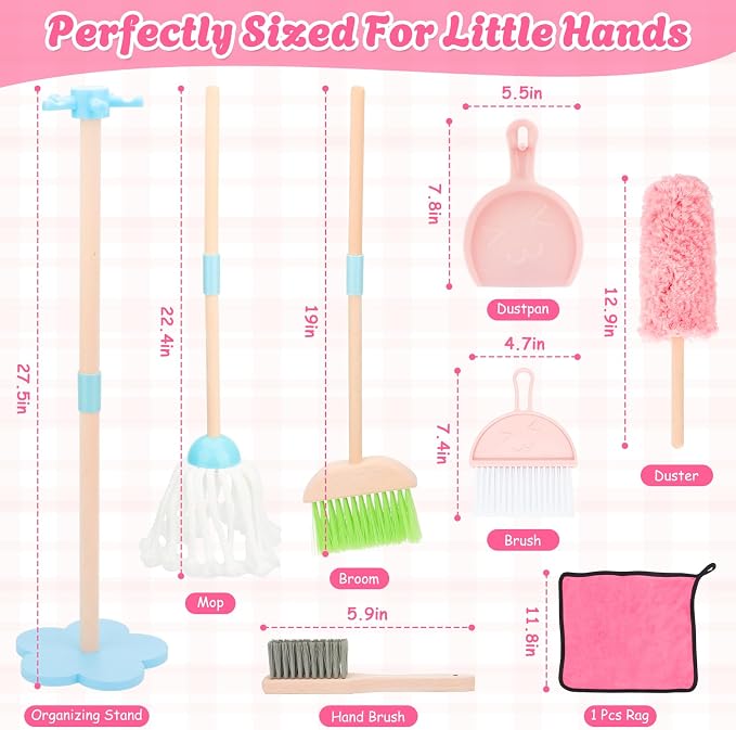 Kids Cleaning Set, Wooden Toddler Broom Set - Image 6