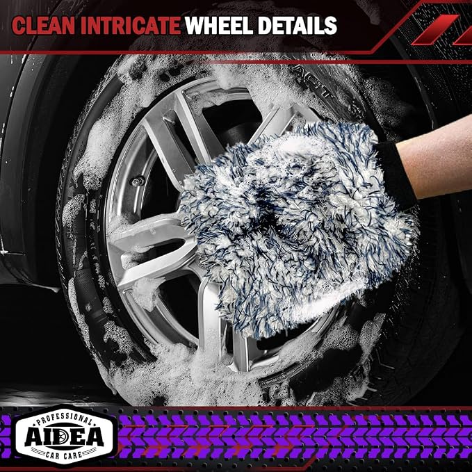 AIDEA Car Wash Mitt Microfiber, 1PK Scratch Free Lint-Free, Wheel Cleaner Mitts - Image 4