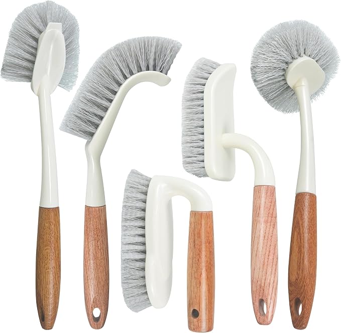 5-Pack Heavy Duty Scrub Brushes Set by Attoshow