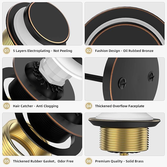 Oil Rubbed Bronze Tub Drain Kit - Image 2