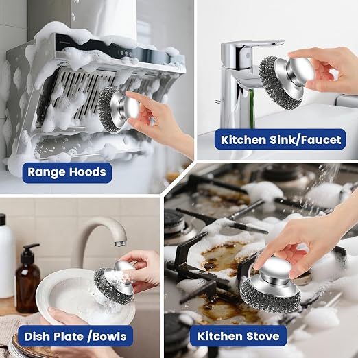5Pcs Steel Wool Scrubber with Handle - Image 7