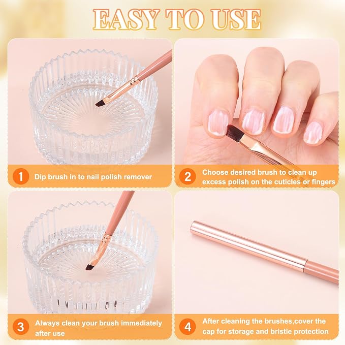 Pink Nail Art Clean Up Brushes for Cleaning Polish Mistakes on the Cuticles - Image 6