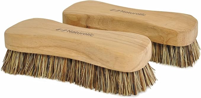 All-Natural Wooden Scrub Brush Set | Wooden Handle | Palmyra Bristle Brush by Naturolic