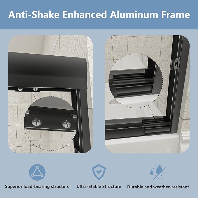 50-54x72 Inch Semi-Frameless Double Sliding Shower Door - Image 6