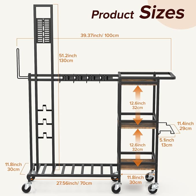 Housolution Cleaning Utility Cart on Wheels, Vacuum Stand Compatible - Image 8
