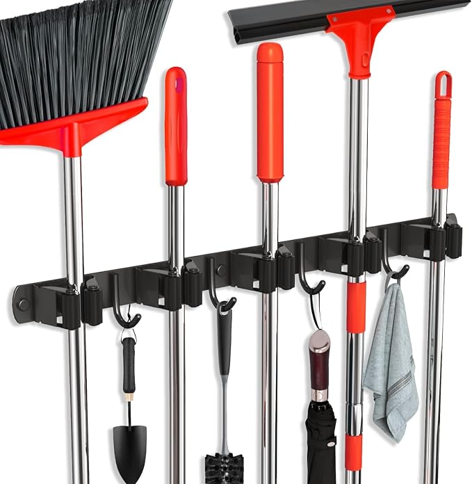 Mop and Broom Holder Wall Mount, Upgraded Broom Hanger Wall Mount, Stainless by FODARSAI