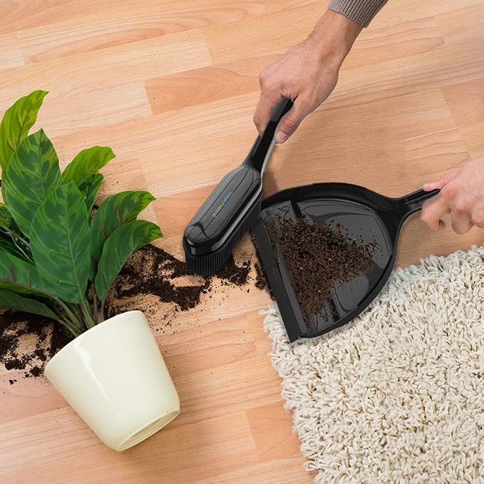 Rubber Bristle Broom and Rubber Squeegee Snap on Dustpan Set - Image 8