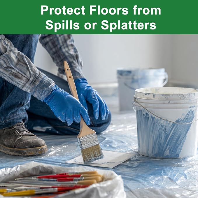 2-Pack 9x12 ft Painter Plastic Drop Cloths Sheet, Waterproof Anti-dust Cover - Image 4