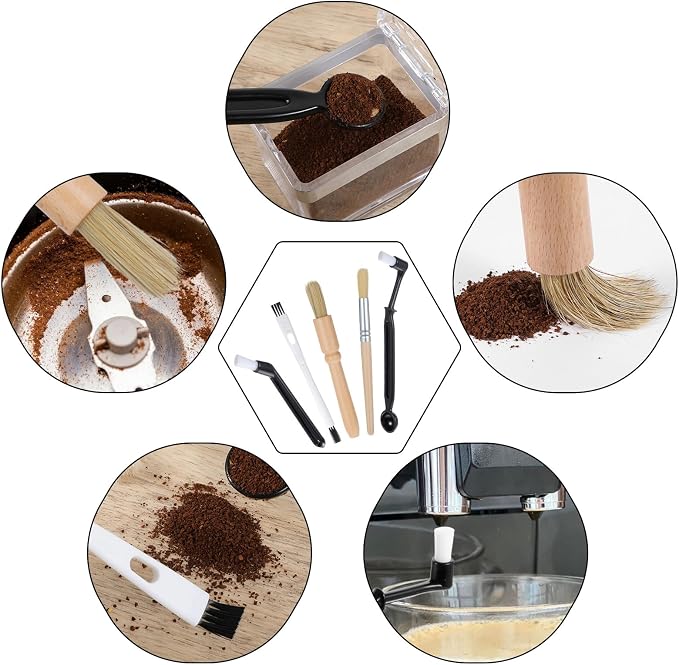 5 Pcs Coffee Grinder Brush Group Head Brush Brushes Kit Nylon Machine Cleaning - Image 4