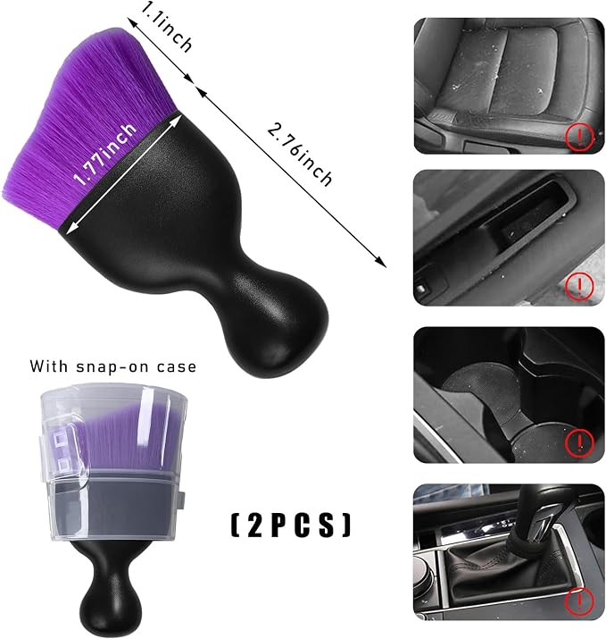 2PCS Car Interior Dust Brush, Soft Scratch Free Auto Detailing Brushes - Image 2