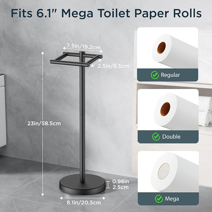 FORIOUS Toilet Paper Holder Wall Mount, Stainless Steel Rustproof Double Post - Image 4