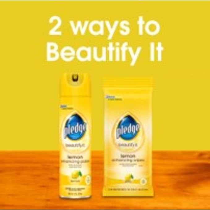 Pledge Multi-Surface Cleaner Spray and Wipes Bundle, Works on Leather, Lemon - Image 6
