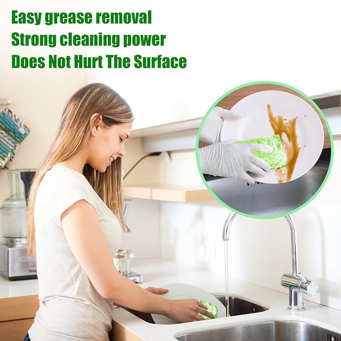 12 PCS Kitchen Sponges, Natural Compressed Cellulose Sponges, Non-Scratch - Image 5