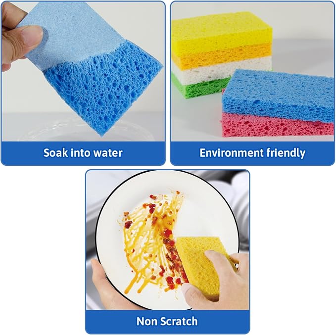 6 PCS Multi-Use Cellulose Kitchen Sponges Compressed Cellulose Sponges - Image 7