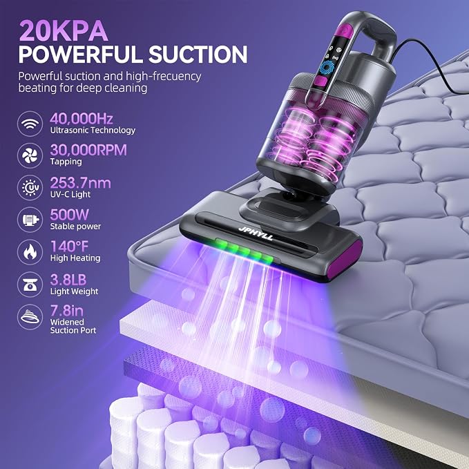 Mattress Vacuum Cleaner, 20Kpa Suction Bed Vacuum Cleaner - Image 2